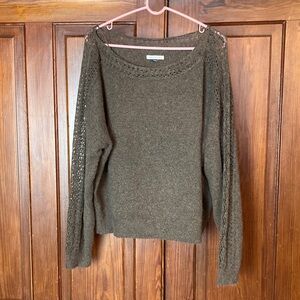 American Eagle Outfitters Whoa So Soft Lace Sweater Size Large Chocolate Brown